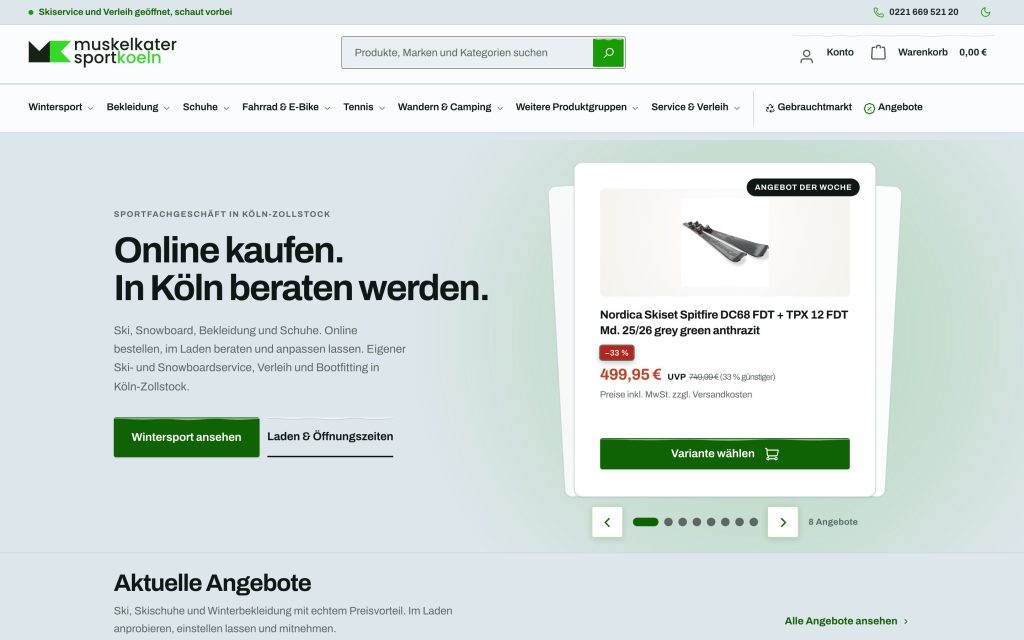 Desktopansicht der Website von Muskelkater Sport