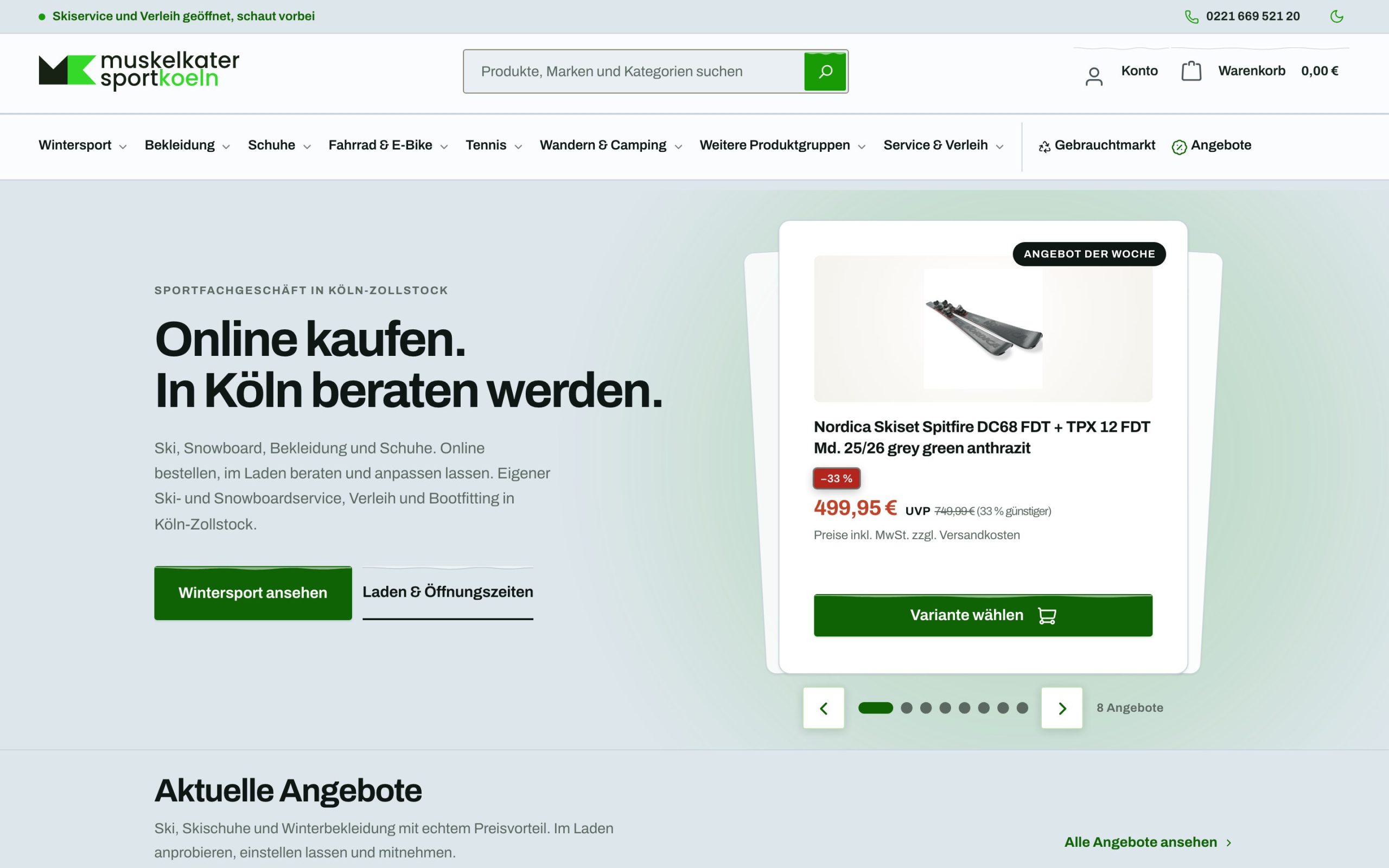 Desktopansicht der Website von Muskelkater Sport